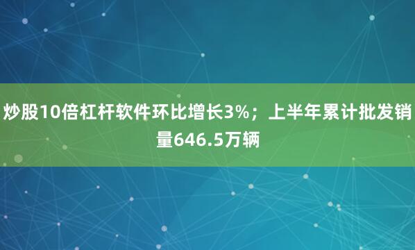 炒股10倍杠杆软件环比增长3%；上半年累计批发销量646.5万辆
