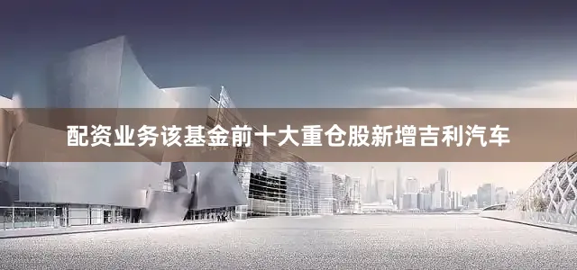 配资业务该基金前十大重仓股新增吉利汽车